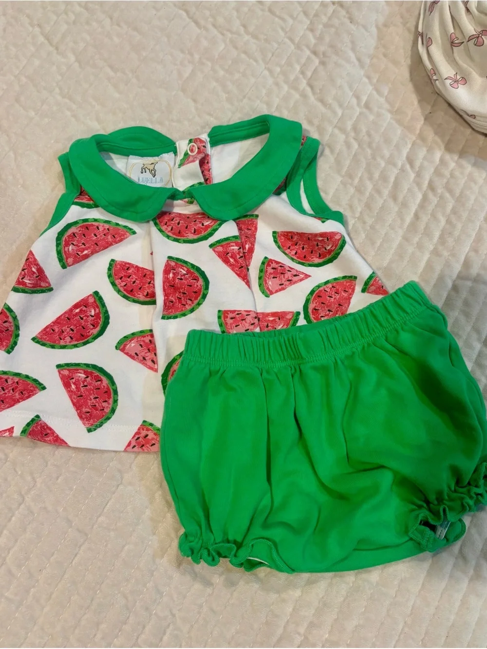 Girls Watermelon Print Top & Bloomers Set